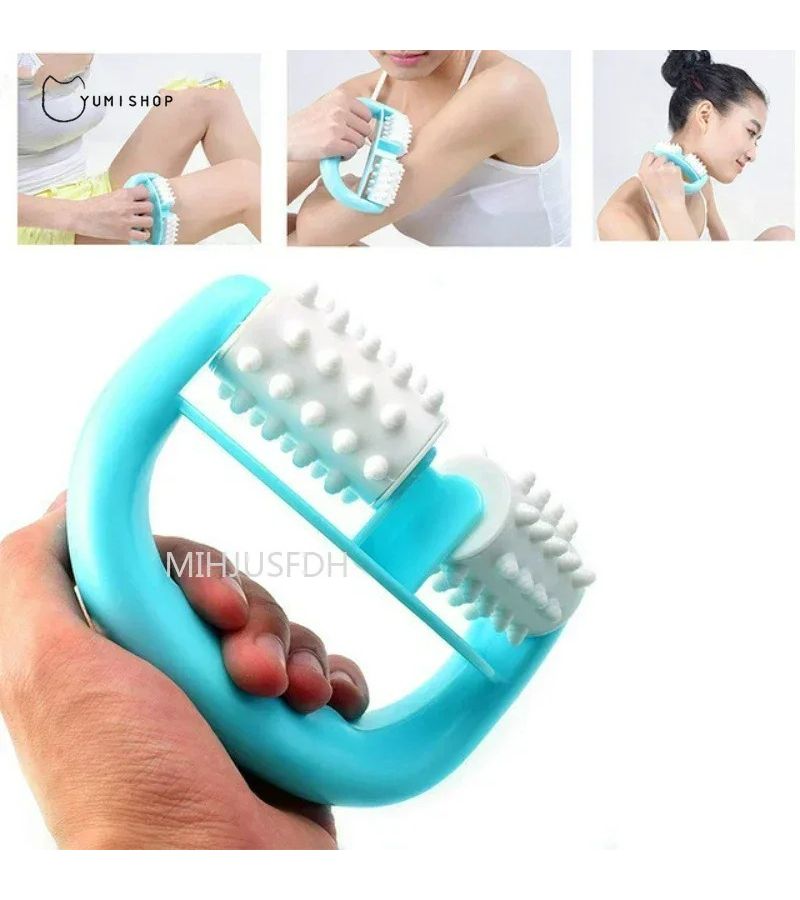 Red Dual Wheel Massage Roller for Leg Calf Thigh Muscle Relax - Image 3
