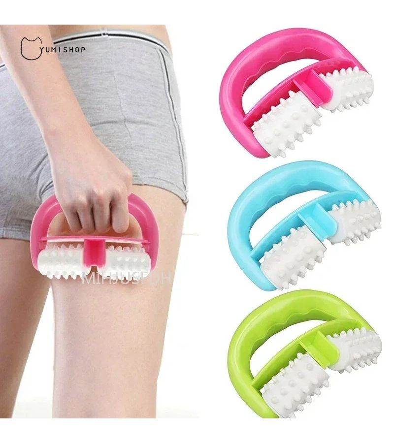 Red Dual Wheel Massage Roller for Leg Calf Thigh Muscle Relax - Image 1