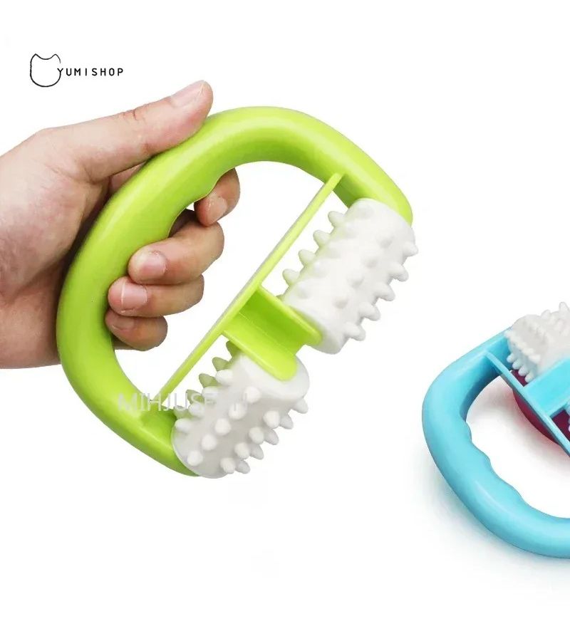 Red Dual Wheel Massage Roller for Leg Calf Thigh Muscle Relax - Image 2