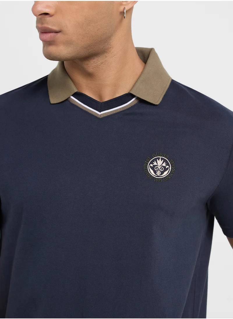 جس Embroidered Short Sleeve Polo Shirt