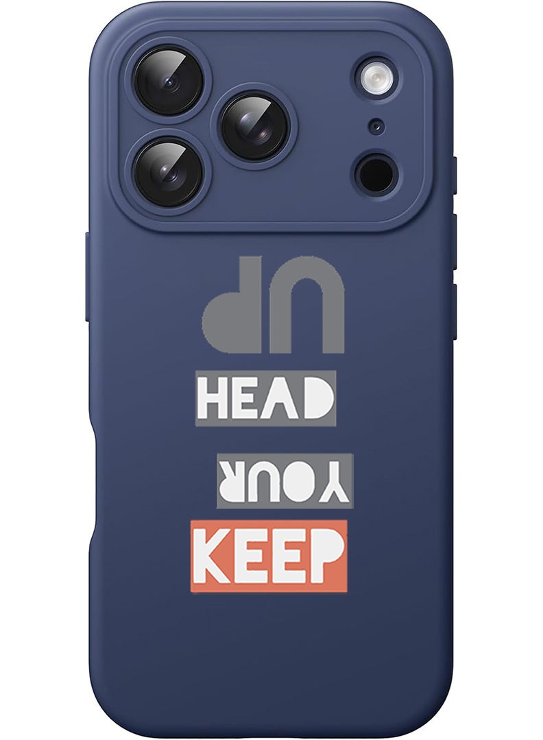 Theodor Protective Slim Fit Case Liquid Silicone Cover with Full Body Protection Anti-Scratch Shockproof Case For Apple iPhone 17 Pro (Blue) Keep your head up - Image 1