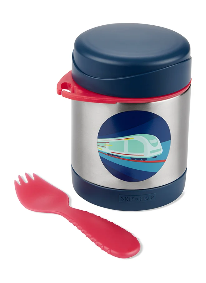 سكيب هوب Spark Style Food Jar - Train | Stainless Steel Container for Warm & Cold Meals | 325mL | With Matching Spork | Age 3+