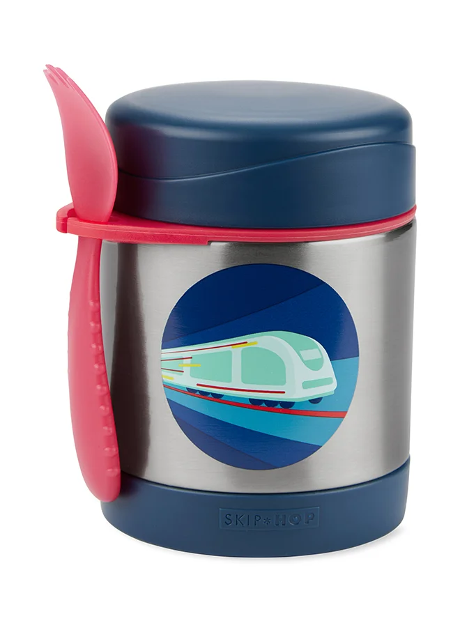 سكيب هوب Spark Style Food Jar - Train | Stainless Steel Container for Warm & Cold Meals | 325mL | With Matching Spork | Age 3+