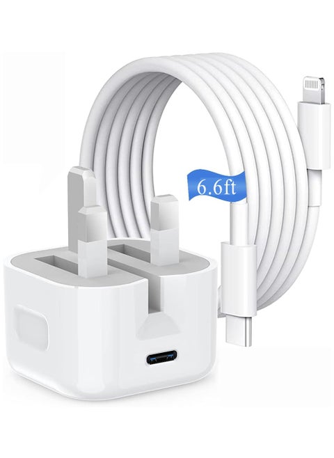 iPhone Fast Charger Plug and Cable,[MFi Certified] 20W PD USB-C Power Adapter Type C Plug with 6.6ft USB-C Cable for iPhone 14/14 Plus/14 Pro Max/13/12/11/XS/XR/8,iPad,AirPods
