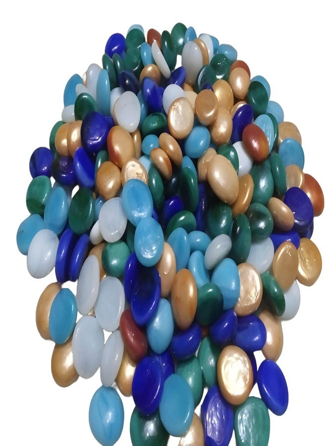 STONE HUB Home Decorative Milky Round Shiny Glossy Glass Pebbles Gravels Stone for Aquarium, Table, Vase,Outdoor/Indoor | Garden Decoration (Multicolor, 63pieces) - Image 1