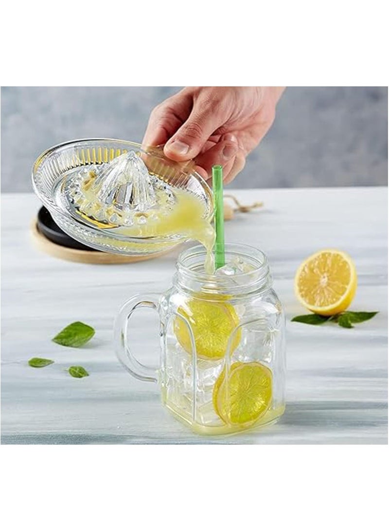 أبوستيم عصارة ليمون، عصارة حمضيات محمولة، عصارة فواكه، عصارة يدوية بمقبض وفوهة للعصير الطازج، عصير الليمون والبرتقال، زجاج شفاف سميك - Image 4