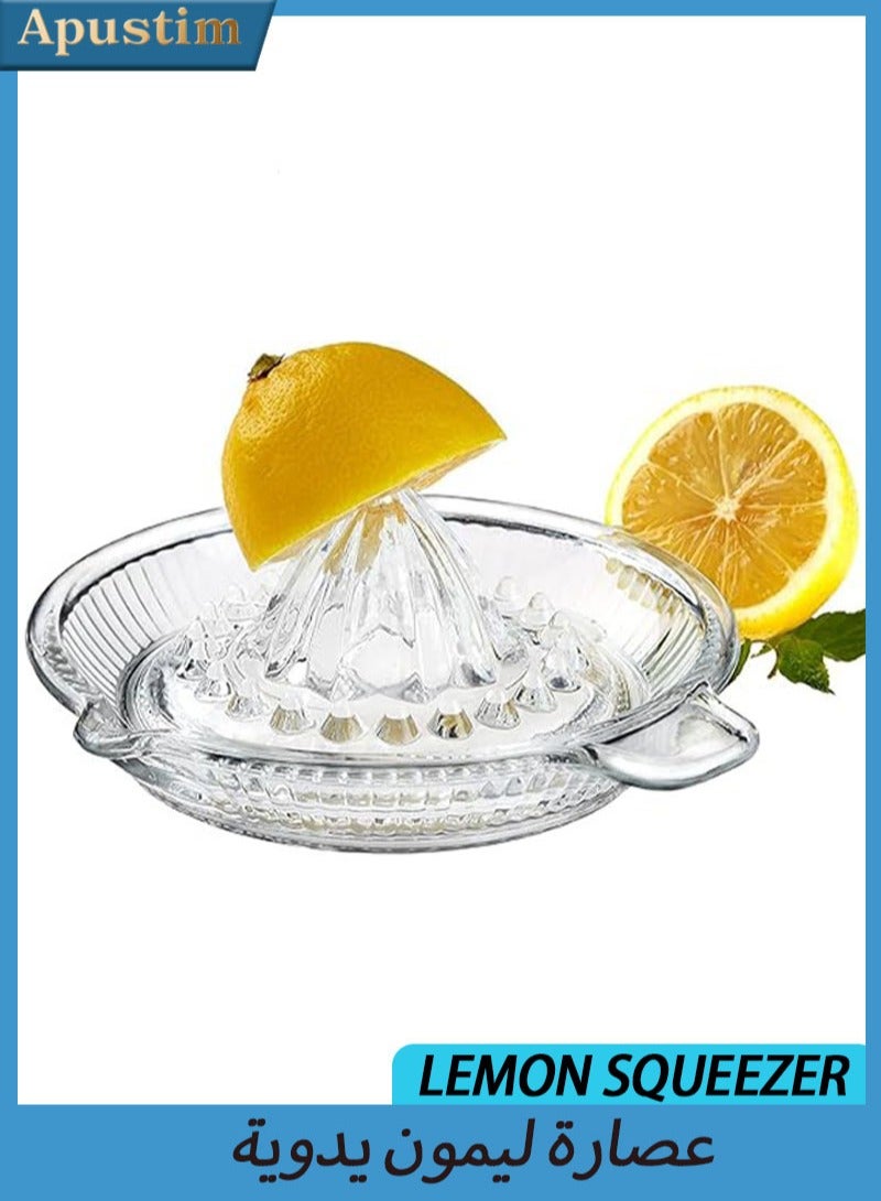 أبوستيم عصارة ليمون، عصارة حمضيات محمولة، عصارة فواكه، عصارة يدوية بمقبض وفوهة للعصير الطازج، عصير الليمون والبرتقال، زجاج شفاف سميك - Image 1
