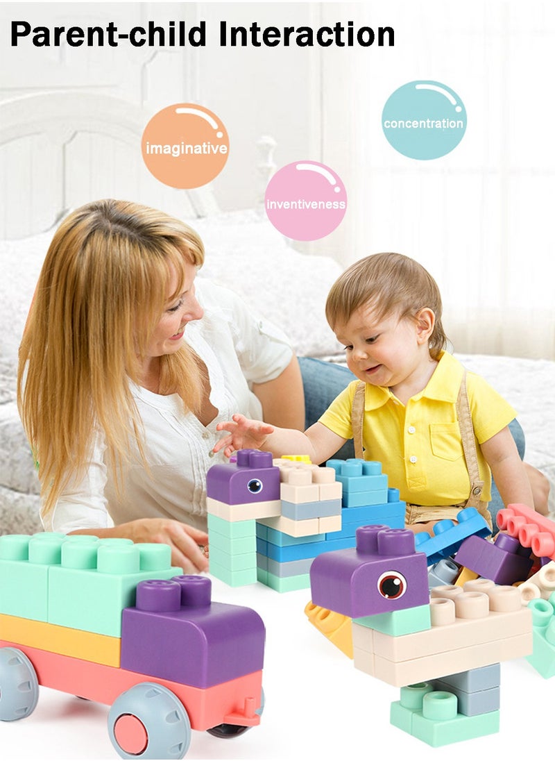 Arabest - Soft and Safe Building Blocks Toys, 50 Pcs Build Blocks Sensory Toys Sets, Educational Infant Blocks Kit for Toddlers Baby - Image 1