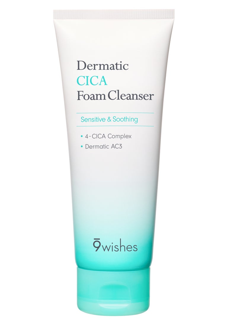 9Wishes Dermatic CICA Foam Cleanser for Sensitive Skin – Gentle Facial Cleanser with 4-CICA Complex & Dermatic AC3 – Soothing & Hydrating Face Wash for Redness Relief – 100ml