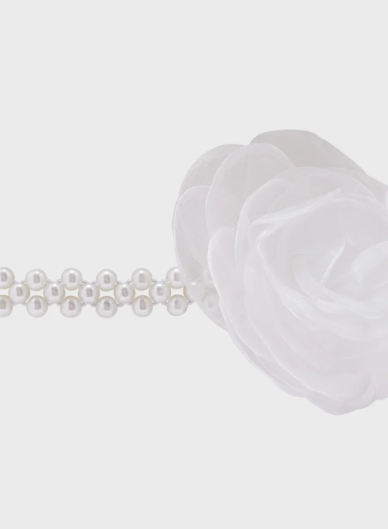 Ella Limited Edition Oversized Floral Charm  Pearl Belt