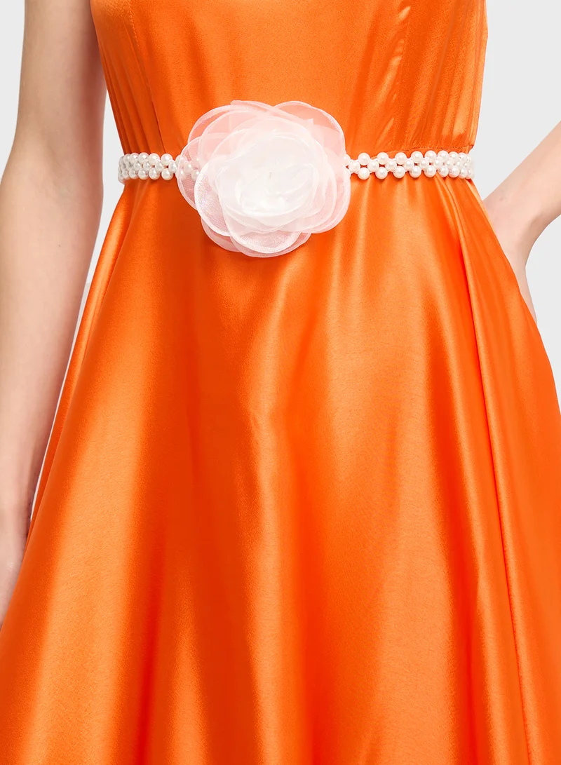 Ella Limited Edition Oversized Floral Charm  Pearl Belt