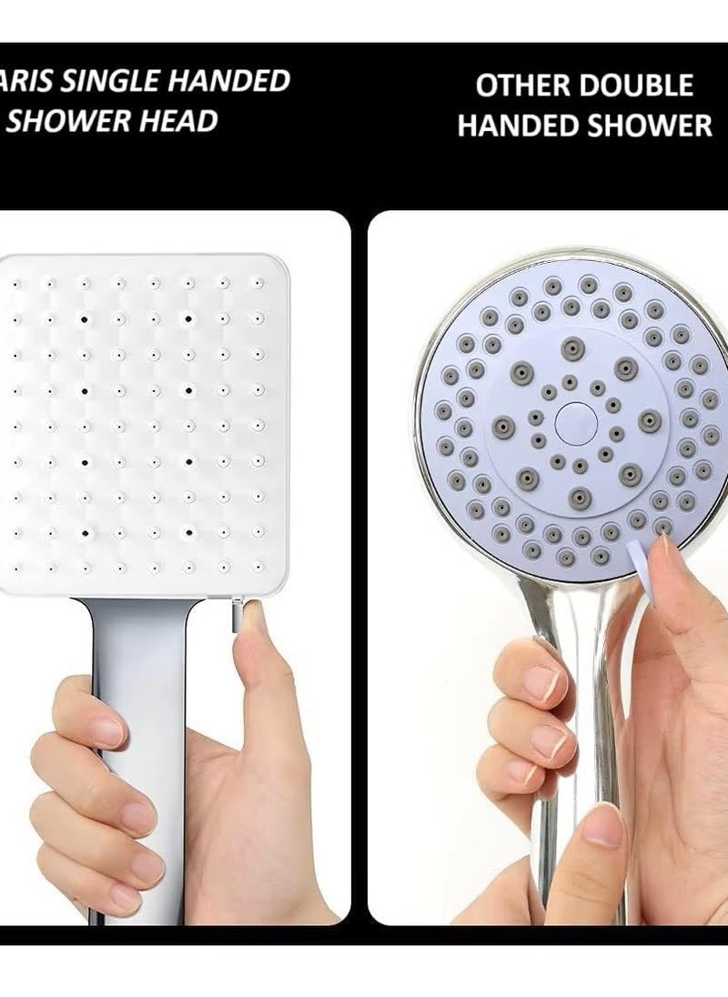 JUNARIS High Pressure Shower Head with Hose Set with 6 Settings Spray Mode, Chrome - Shower Spryer with 200CM Stainless Steel Premium Quality pipe (Shower Set)  - Image 4