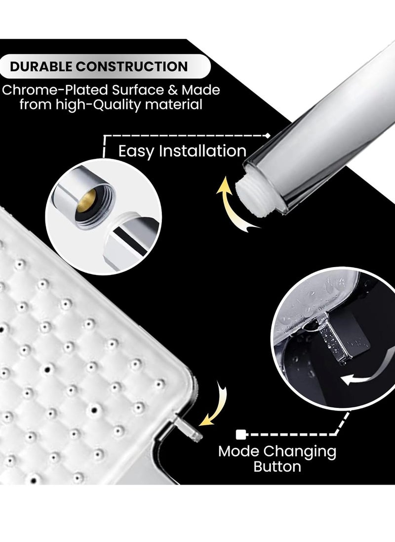 JUNARIS High Pressure Shower Head with Hose Set with 6 Settings Spray Mode, Chrome - Shower Spryer with 200CM Stainless Steel Premium Quality pipe (Shower Set)  - Image 5