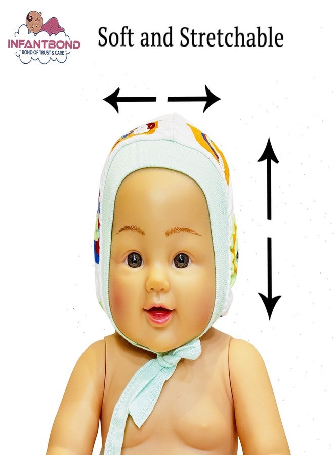 Infantbond New Born Baby Boys and Girls Soft Double Layer Cap (Pack of 6) (0-3M) Multicolour - Image 4