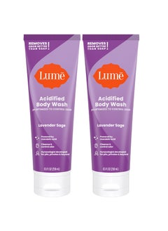 Lume Lume Acidified Body Wash  24 Hour Odor Control  Removes Odor Better than Soap  Moisturizing Formula  Formulated Without SLS or Parabens  OBGYN Developed  85 ounce Pack of 2 Lavender Sage 