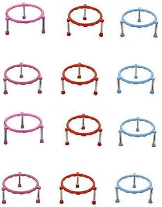 SHRIYAM CRAFTS Ring MatkaPot Stands with Stainless Steel Legs plastic multicolor pack of 12 - Image 1