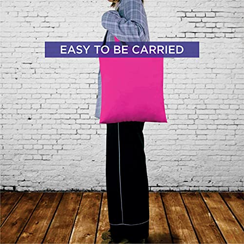 Lify Cotton Tote Shopping Bags with Extra Strong 14" Handle, Light Weight Washable, Eco-Friendly Biodegradable Canvas Multipurpose Grocery Bag, Pink 3 Piece & Yellow 3 Piece x (PACK OF 6) - Image 5