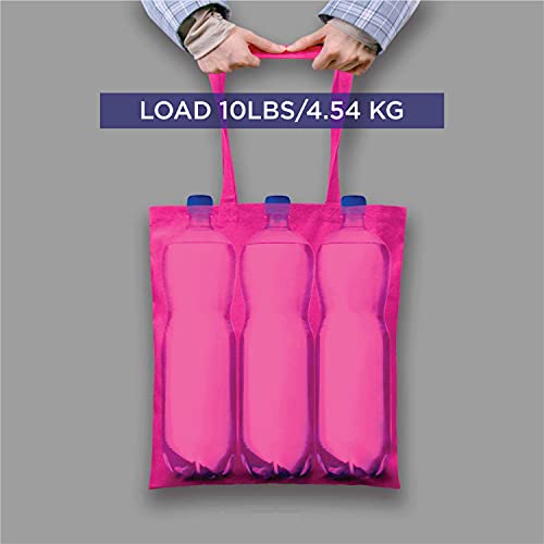 Lify Cotton Tote Shopping Bags with Extra Strong 14" Handle, Light Weight Washable, Eco-Friendly Biodegradable Canvas Multipurpose Grocery Bag, Pink 3 Piece & Yellow 3 Piece x (PACK OF 6) - Image 4