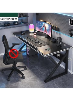 AIWANTO Ergonomic Large Gaming Desk Computer Desk K-Shaped Gaming Table PC Gaming Workstation Home Office Desks Space-saving Easy to Assemble 140x60x75cm Black  - Image 5