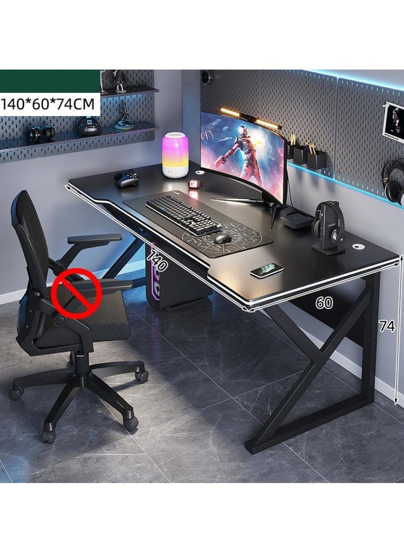 AIWANTO - Ergonomic Large Gaming Desk Computer Desk K-Shaped Gaming Table PC Gaming Workstation Home Office Desks Space-saving Easy to Assemble 140x60x75cm Black - Image 1