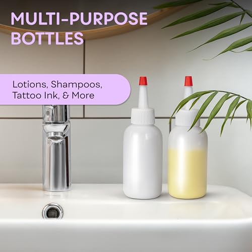 BRIGHTFROM Squeeze Hair Color Applicator Bottles with Red Top Cap, 4 OZ Empty Plastic Containers, Refillable, Leak Proof - Open/Close Nozzle - Multi Purpose/Coloring (Pack of 2) - Image 4
