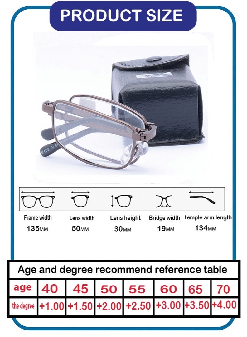 Reading glasses with a folding design for men and women – easy to carry with scratch-resistant glass lenses – comes with a leather case and original cleaning cloth. - Image 2