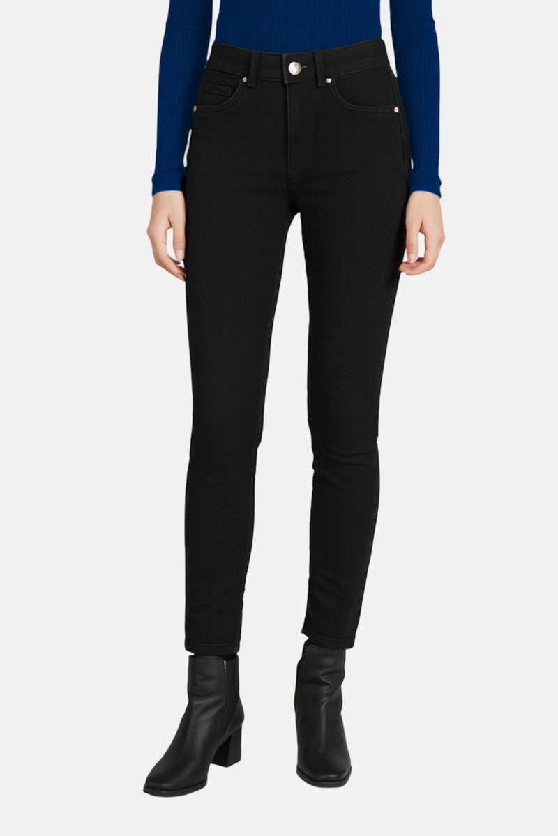 Bershka جينز نسائي موم فيت مغسول بدون تمدد، أسود - Image 1