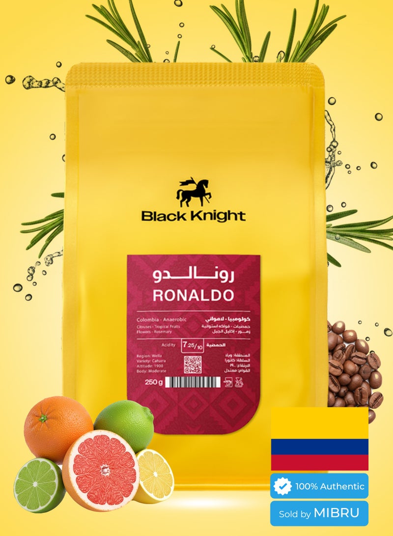 Black Knight Coffee bean RONOALDO COLOMBIA natural for Espresso And Filter 250G Unground roasted coffee beans for specialty coffee With a coffee scale spoon - Image 1
