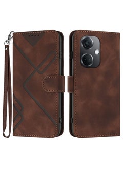 HuHa Case Cover For OPPO K11 Line Pattern Skin Feel Leather Phone Case Coffee 