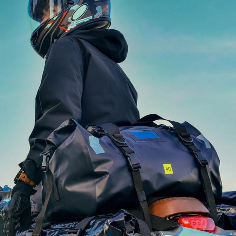 Eacam Motorcycle Dry Bag - Waterproof 40L Large Capacity Duffle & Luggage Tail Bag Saddle Bags with Roll Top Closure, Shoulder Straps, Reflective Design - Image 2