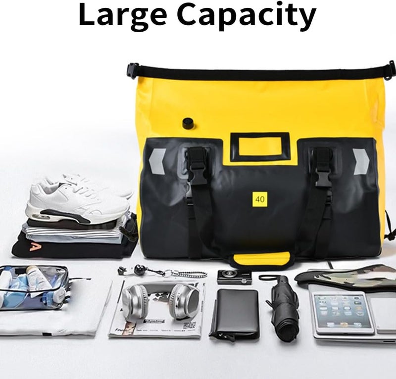 Eacam Motorcycle Dry Bag - Waterproof 40L Large Capacity Duffle & Luggage Tail Bag Saddle Bags with Roll Top Closure, Shoulder Straps, Reflective Design - Image 5