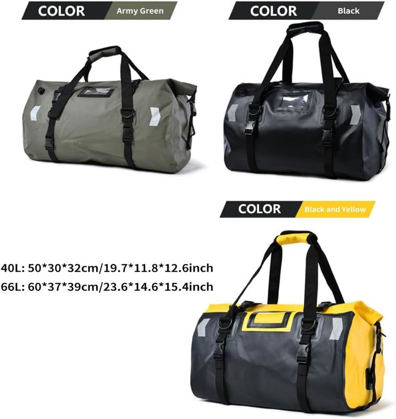 Eacam Motorcycle Dry Bag - Waterproof 40L Large Capacity Duffle & Luggage Tail Bag Saddle Bags with Roll Top Closure, Shoulder Straps, Reflective Design - Image 4