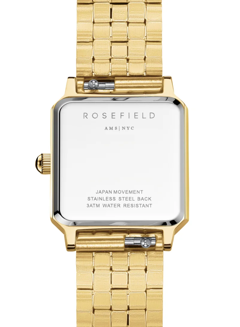 RoseField Rosefield The Boxelle Champagne dial Gold Steel Strap Women Watch, BCGSG-B04