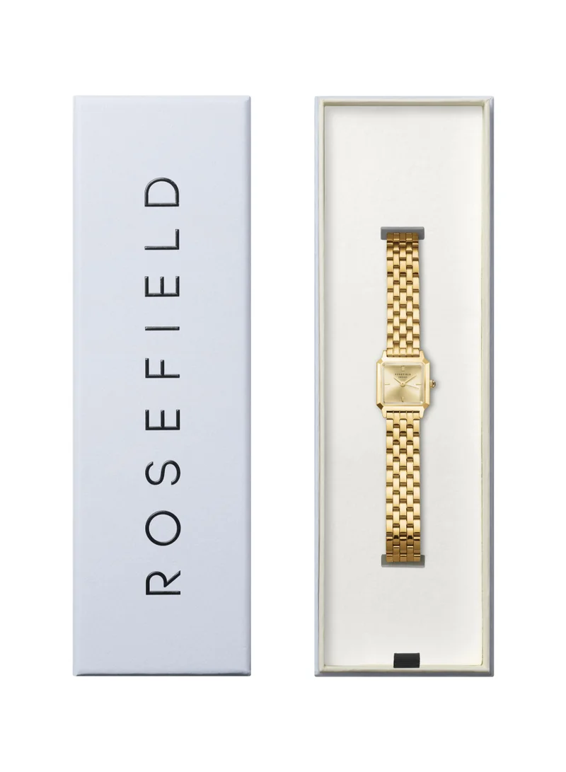RoseField Rosefield The Boxelle Champagne dial Gold Steel Strap Women Watch, BCGSG-B04