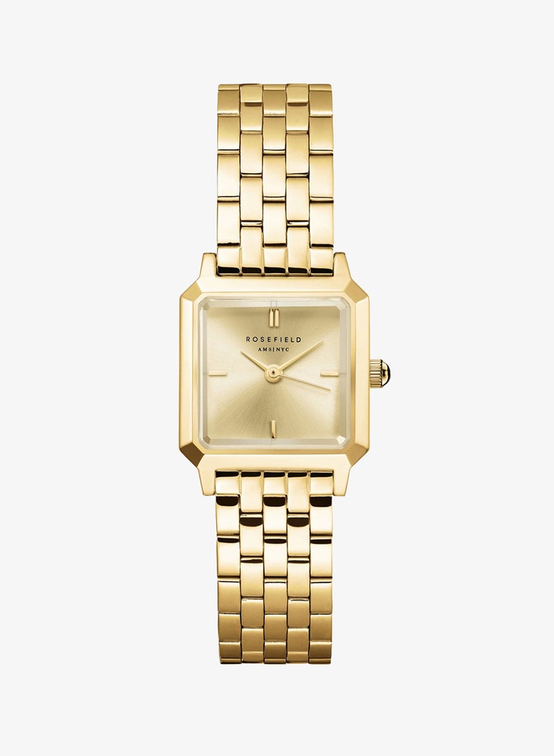 Rosefield The Boxelle Champagne dial Gold Steel Strap Women Watch, BCGSG-B04 - Image 1