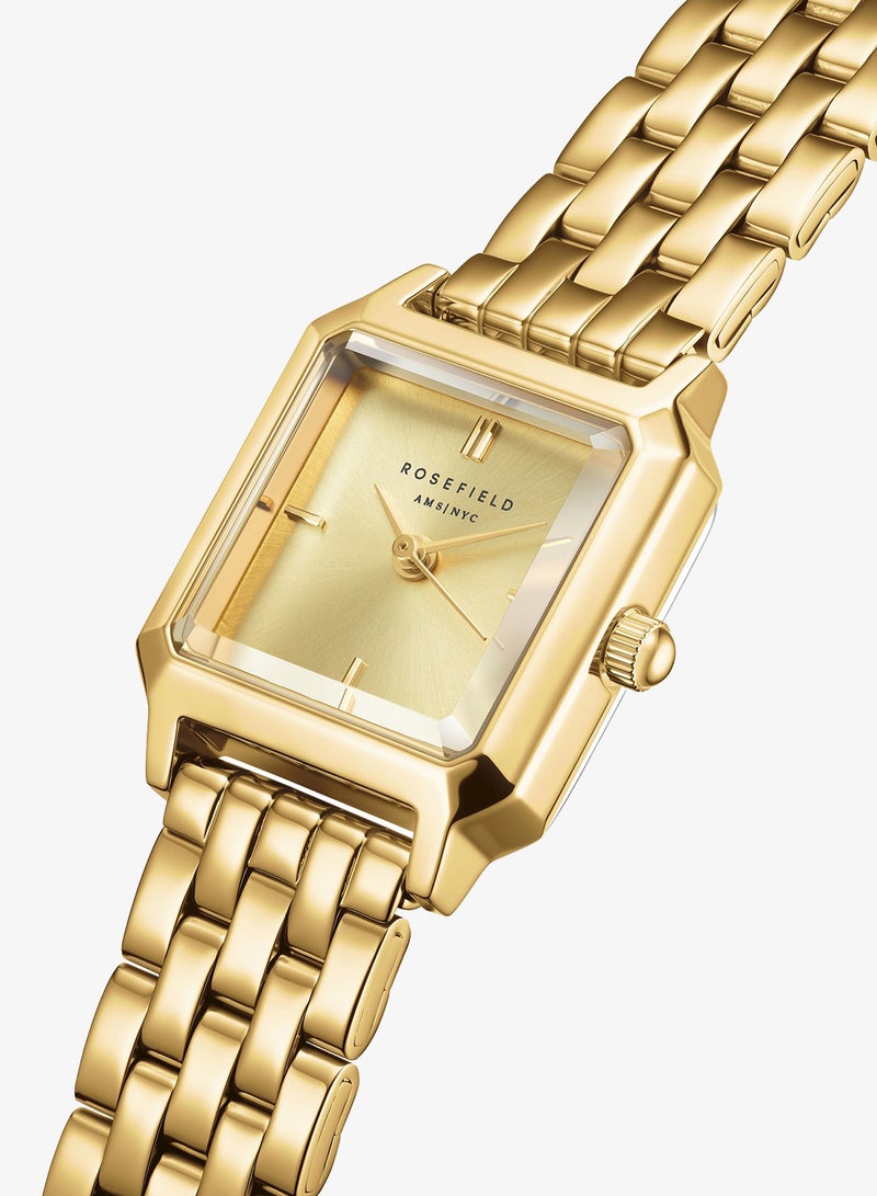 Rosefield The Boxelle Champagne dial Gold Steel Strap Women Watch, BCGSG-B04 - Image 2