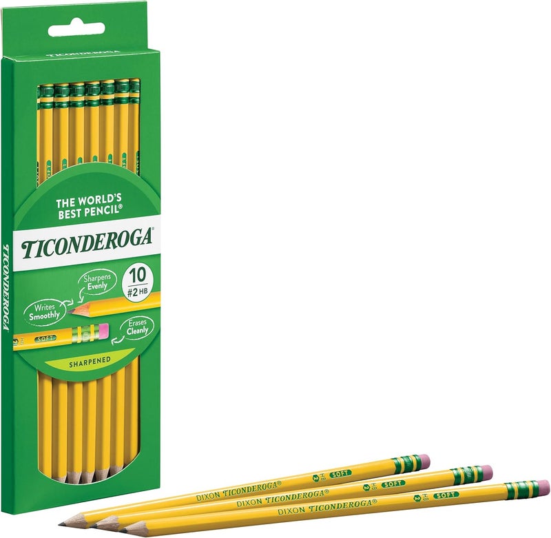 Ticonderoga Pre-Sharpened Wood-Cased Pencils, 2 HB Soft, Yellow, 10 Count - Image 4