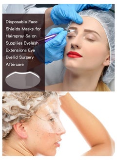 EBANKU 100 PCS Microblading Makeup Shower Face Shields Visors, Disposable Face Shields Masks for Hairspray Salon Supplies and Eyelash Extensions Eye Eyelid Surgery Aftercare  - Image 4