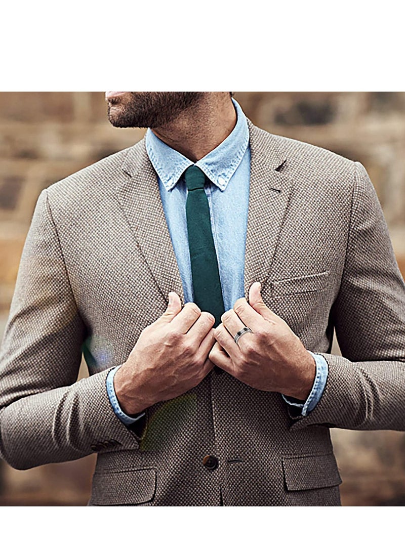 4 قطع خواتم ستانلس ستيل للرجال - مجموعة بسيطة سوداء كلاسيكية (عرض 8 مم) خاتم زواج، تخفيف القلق وإكسسوار موضة 57mm