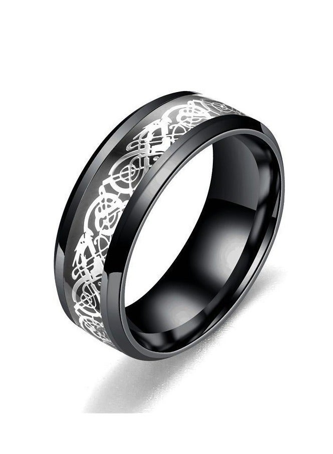 4 قطع خواتم ستانلس ستيل للرجال - مجموعة بسيطة سوداء كلاسيكية (عرض 8 مم) خاتم زواج، تخفيف القلق وإكسسوار موضة 57mm