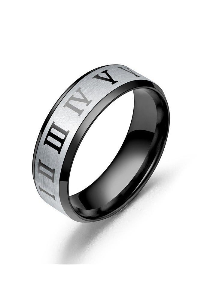 4 قطع خواتم ستانلس ستيل للرجال - مجموعة بسيطة سوداء كلاسيكية (عرض 8 مم) خاتم زواج، تخفيف القلق وإكسسوار موضة 57mm