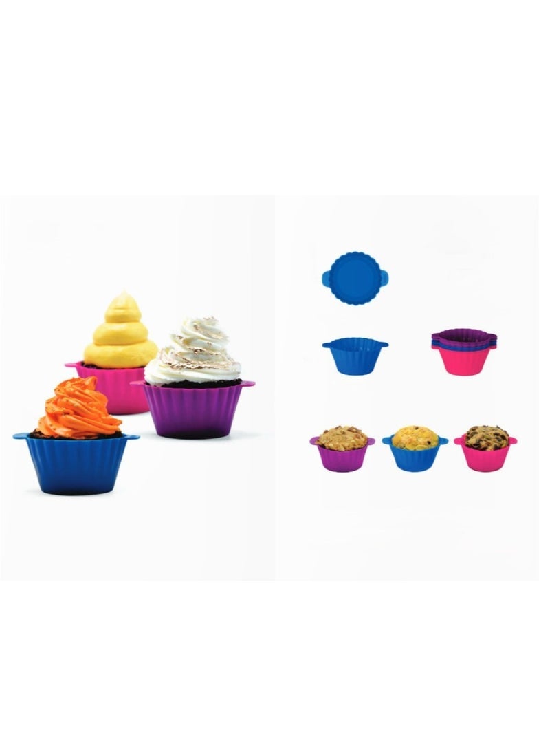 kleez KLEEZ Silicone Baking Cups – 6-Pack, Reusable & Non-Stick Cupcake Liners – Food-Grade, Heat-Resistant, Multi-Color Muffin Molds for Baking  - Image 1