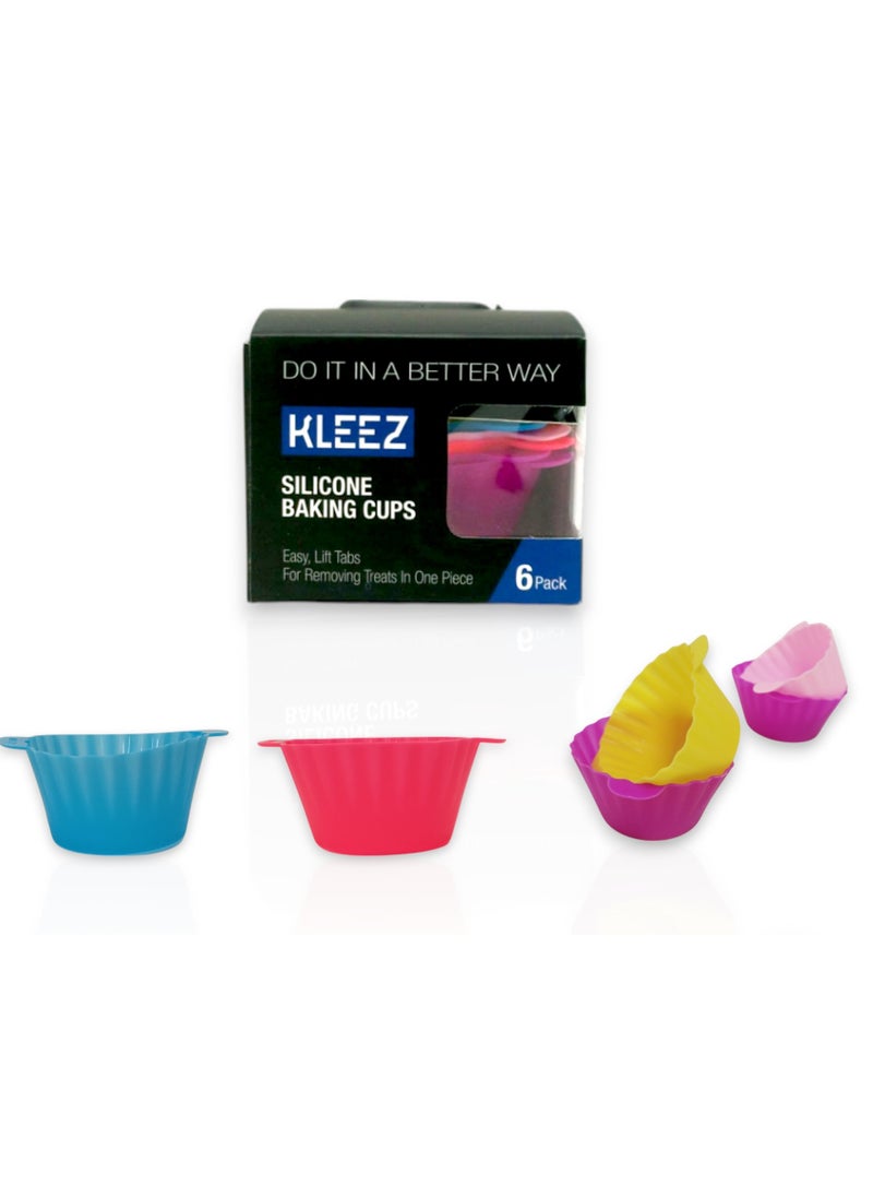 kleez KLEEZ Silicone Baking Cups – 6-Pack, Reusable & Non-Stick Cupcake Liners – Food-Grade, Heat-Resistant, Multi-Color Muffin Molds for Baking  - Image 2