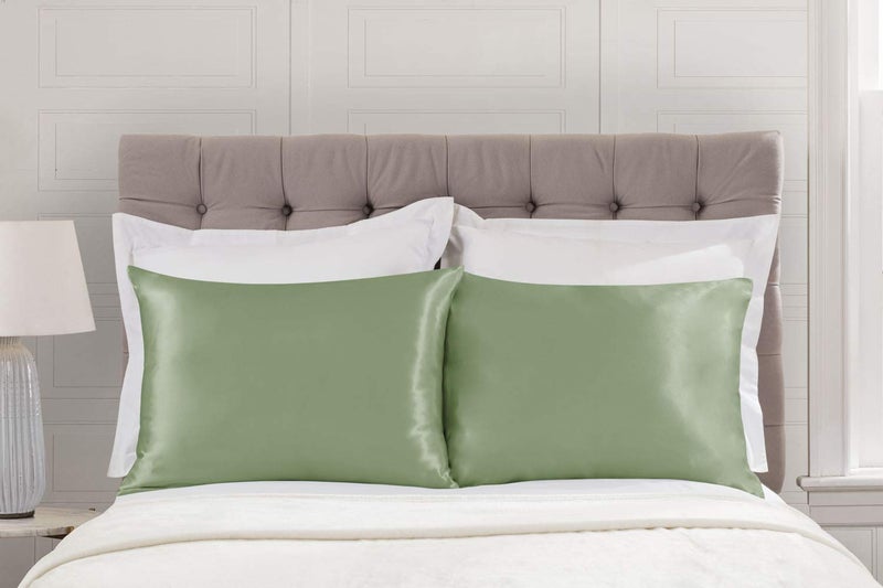 SHOPBEDDING ShopBedding Luxury Satin Pillowcase for Hair - King Satin Pillowcase with Zipper  Sage (Pillowcase Set of 2) - Blissford  - Image 4