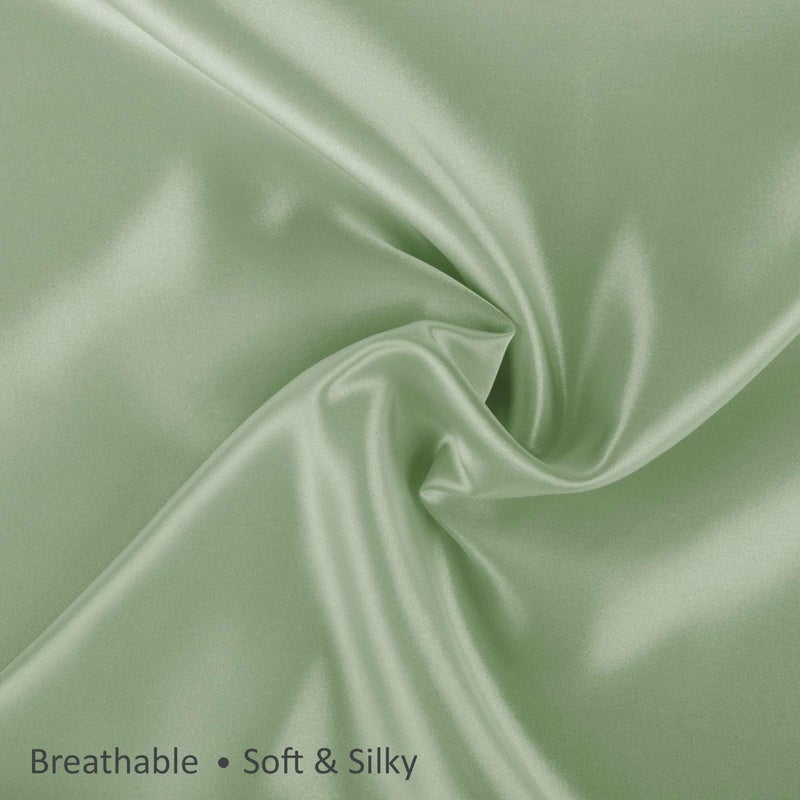 SHOPBEDDING ShopBedding Luxury Satin Pillowcase for Hair - King Satin Pillowcase with Zipper  Sage (Pillowcase Set of 2) - Blissford  - Image 5