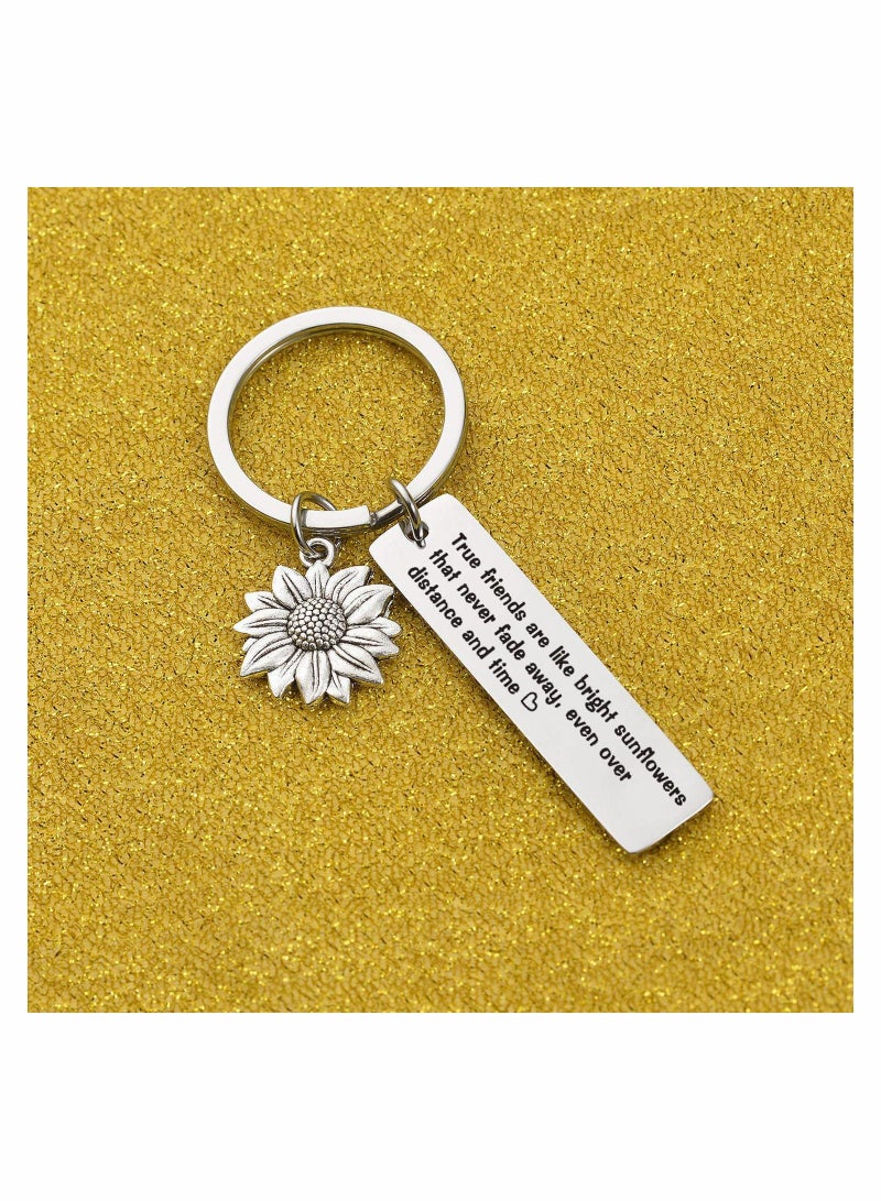 SYOSI Friendship Jewelry Inspirational Jewelry Sunflower Jewelry Gift college Going away Gift Long Distance Friendship Keychain besties Jewelry Sunflower Keychain  - Image 2