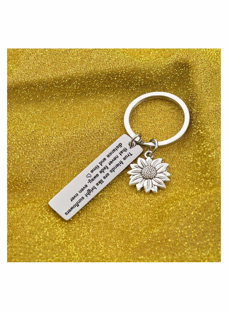 SYOSI Friendship Jewelry Inspirational Jewelry Sunflower Jewelry Gift college Going away Gift Long Distance Friendship Keychain besties Jewelry Sunflower Keychain  - Image 3