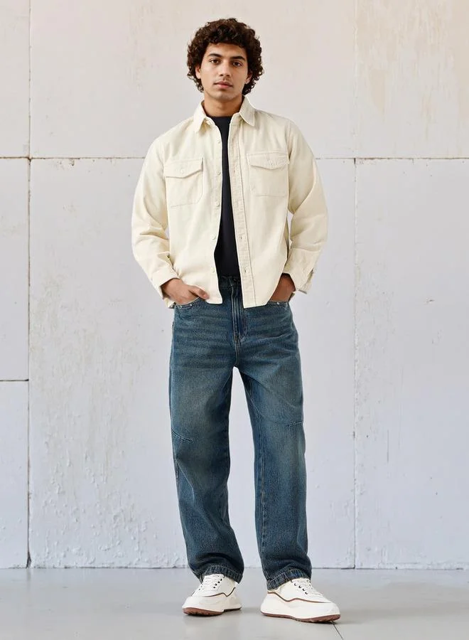 Lee Cooper Lee Cooper Men Baggy Fit Mid-Rise Zip Pocket Jeans