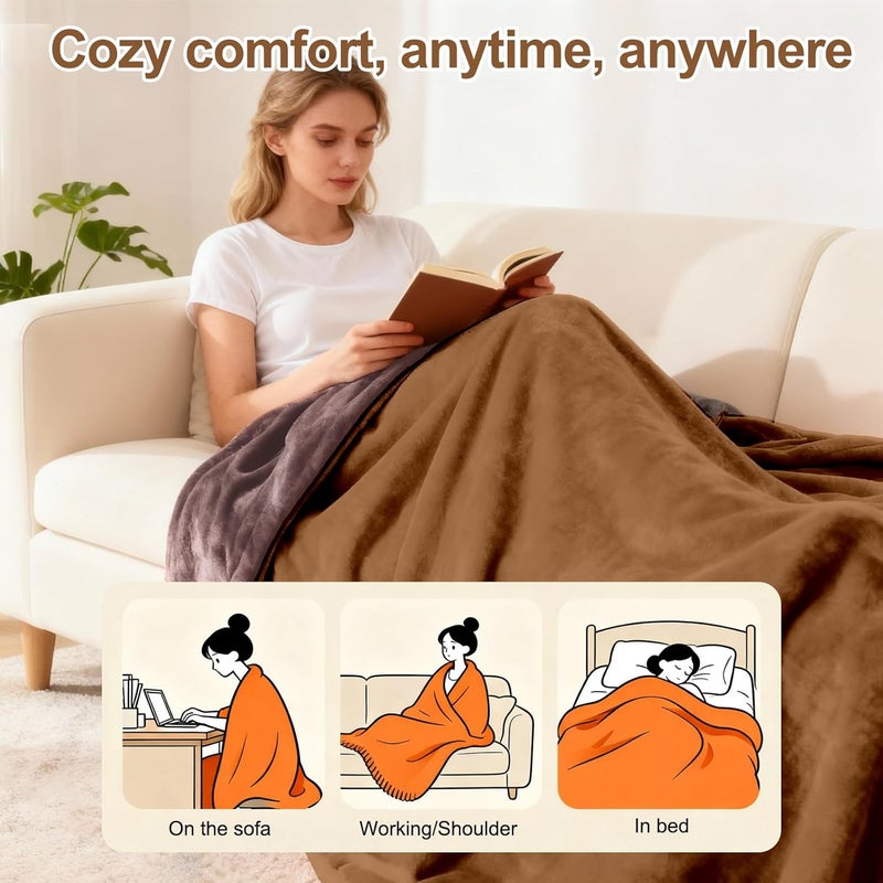Eastsora Heated Blanket Electric Blanket King 90"x100" Dual Control Flannel Heating Blanket with 12 Heat Levels 12H Timer Auto Shut-Off Overheat Protection Soft & Cozy Machine Washable (King 90"x100") - Image 5