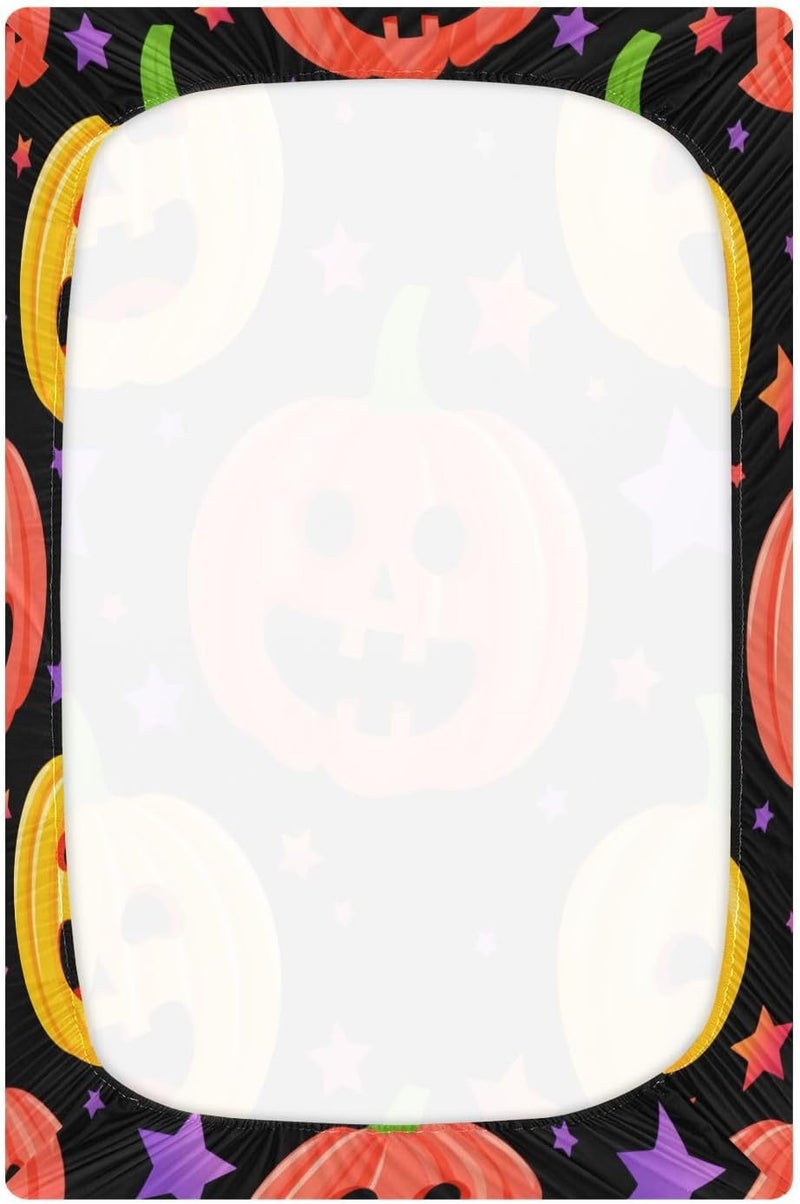 Halloween Purple Pumpkins Crib Sheets for Boys Girls Ultra Soft Breathable Baby Crib Sheet Fitted Crib Sheets for Standard Size Crib and Toddler Mattresses, 39 x 27 Inch - Image 3